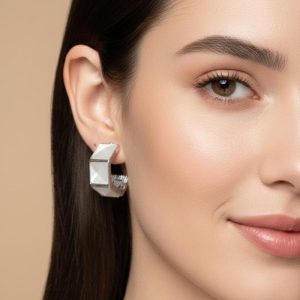 Square Silver Hoops